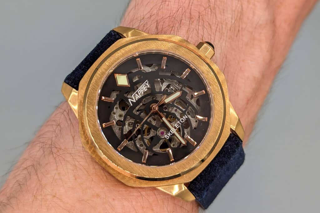 Montre Nappey Skeleton or rose et noir