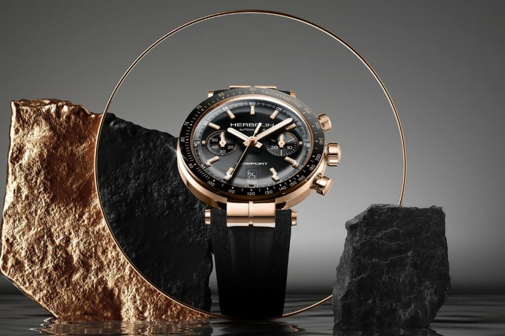 Herbelin Newport Chronographe Héritage Noir PVD or rose et noir